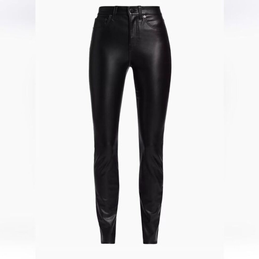 Veronica Beard NWT Debbie Vegan Leather‎ Skinny Pants High Rise Black Size 30